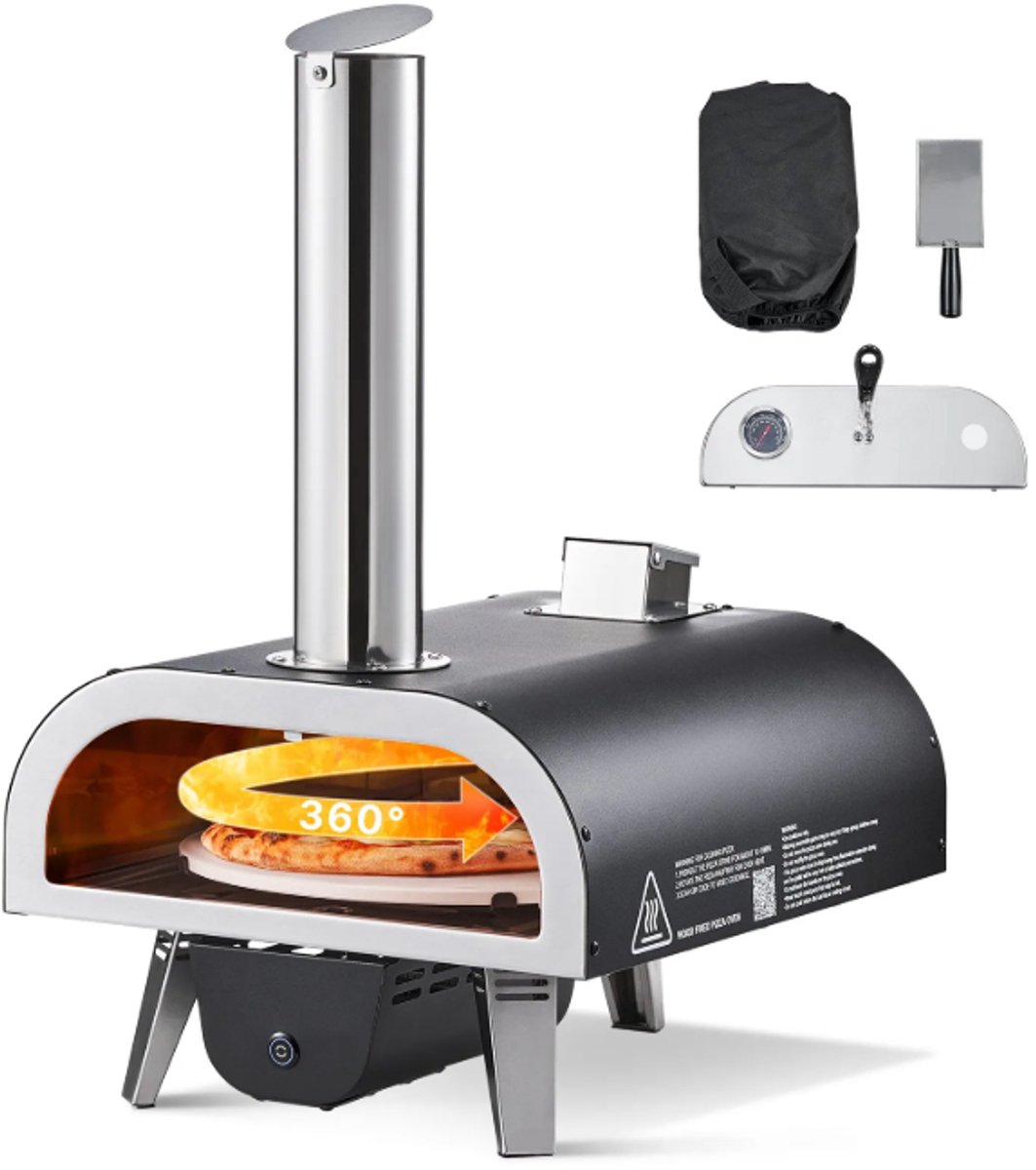 Draagbare Pizza Oven - Hout gestookt - Draagbaar - Opvouwbare Poten - Houtoven - RVS - Incl Draagtas - Pizzasteen - Outdoor - Camping - Picknick