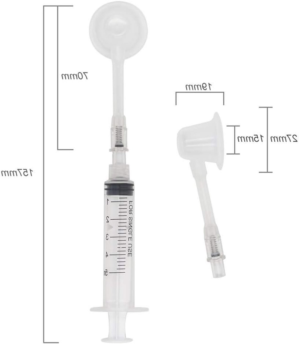 Nipple suikers voor het corrigeren van platte en ingetrokken tepels met zuigbekers en draagtas (2 sets) voor betere tepelvorm en comfort.