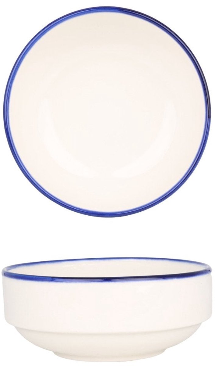 Rinart Serveerschaal - Blue Edge - Porselein - 12 cm (340cc) - set van 2