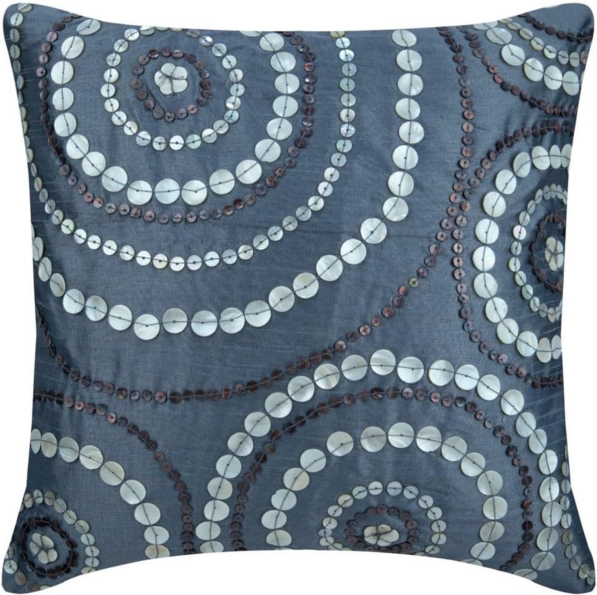 Sierkussen Set van 2 Blauw - 40x40cm - Luxe Kunstzijde Kussens met Stippen en Cirkels Patroon