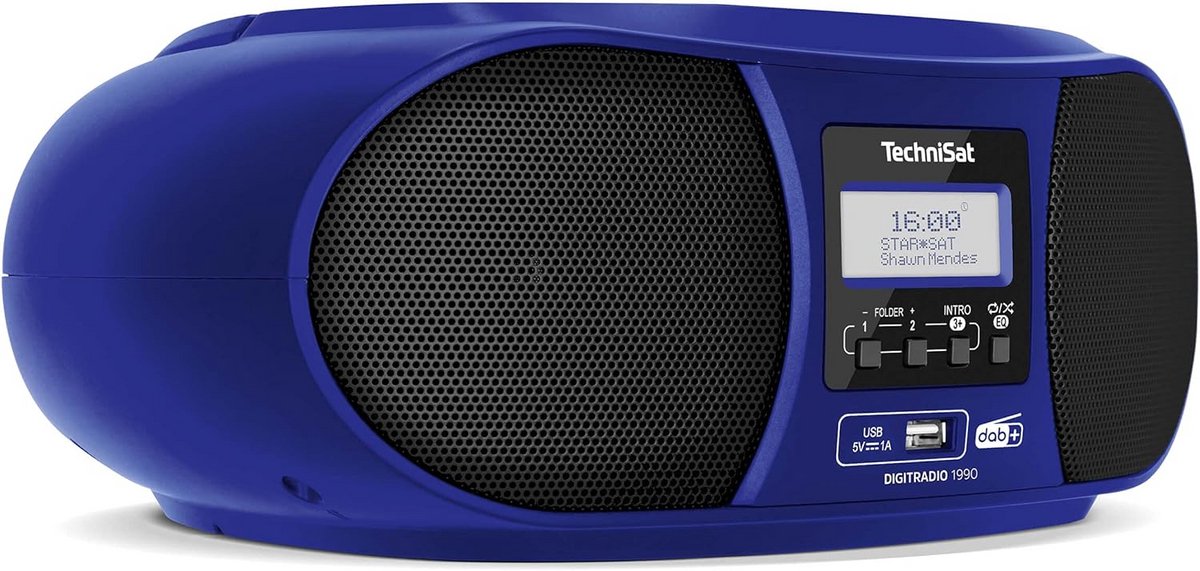 Draagbare Boombox met DAB+ en CD - Bluetooth, USB, FM-Radio, Wekker - 2x 1,5 W - Blauw