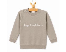 Sweater trui shirt voor kind baby- grote broer big bro beige Maat 92 - Big brother bro - Familie uitbreiding - Zwangerschap aankondiging hoera stoer ik ben word bekendmaking baby