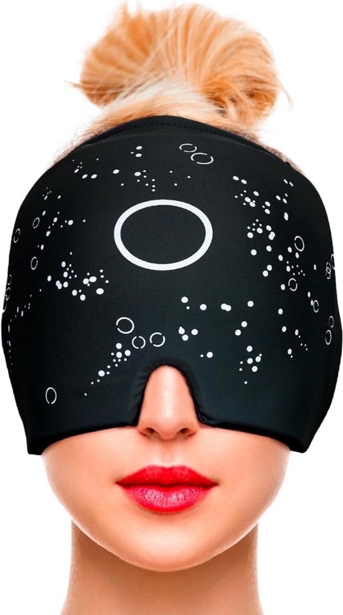 QIN® Ijsmasker - Migraine Masker - Oogmasker - Zwart- 24cmx18cmx3cm