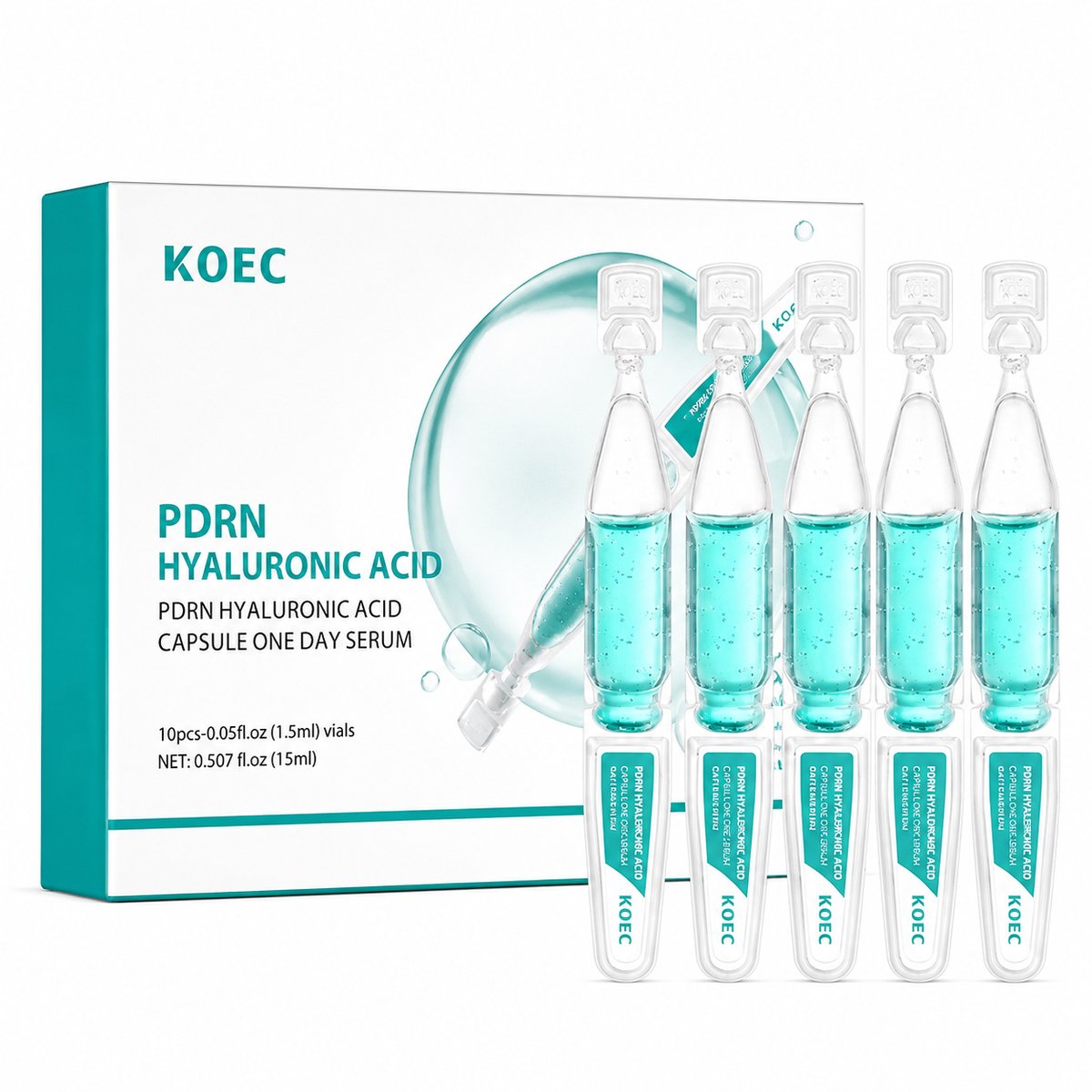 PDRN Serum | Hyaluronzuur Serum | Gezichtsserum | Hydraterend Serum | Anti Aging Serum | Korean Skincare | Glass Skin | Niacinamide Serum | Collageen Serum | Huidherstel | Hydratatie Gezicht | KOEC PDRN Serum | 10 X Ampullen