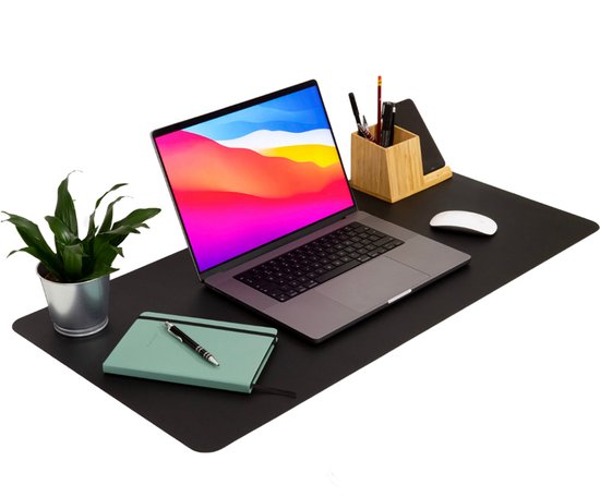 Techidna - Luxe Bureau Organizer - 80x40 cm - Vegan Leer - Antislip & Geluiddempend - Muismat XXL - Voor kantoor, thuis & gaming
