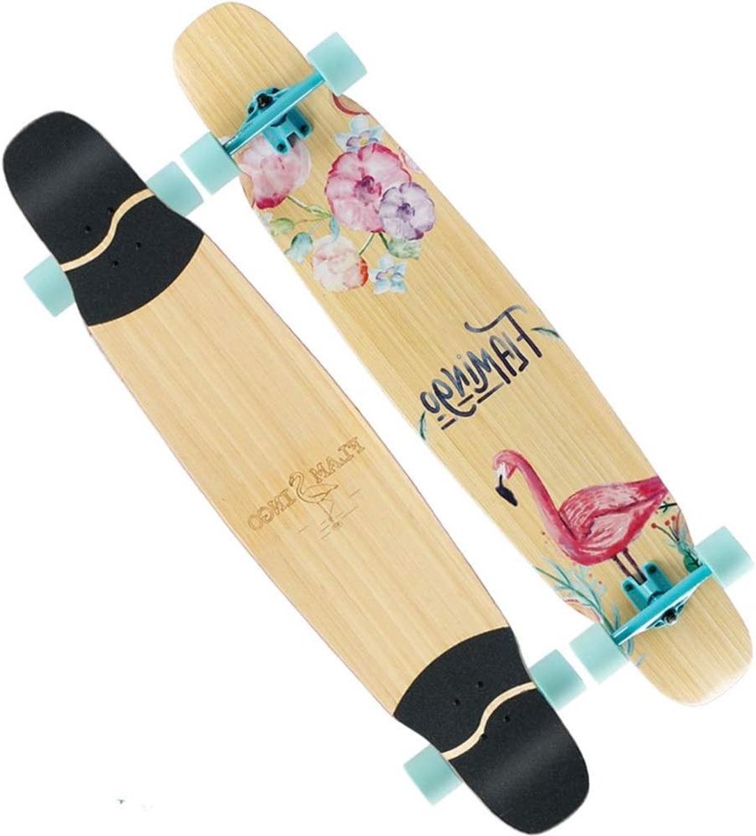 Compleet Skateboard Dansbord Longboard Vrije Stijl Rijden Dubbel Gebogen Dek 48 Inch Lengte Flamingo