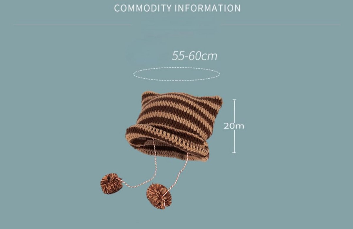 Gebreide Muts met Kat Oren | Y2K Stijl Beanie met Pompons voor Dames en Heren — cadeau in Mode & Accessoires - foto 5
