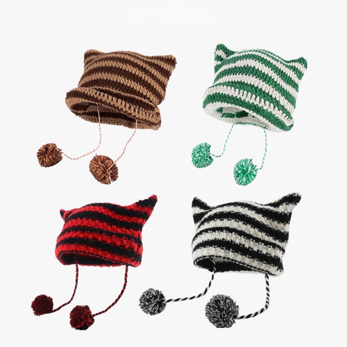 Gebreide Muts met Kat Oren | Y2K Stijl Beanie met Pompons voor Dames en Heren — cadeau in Mode & Accessoires - foto 4