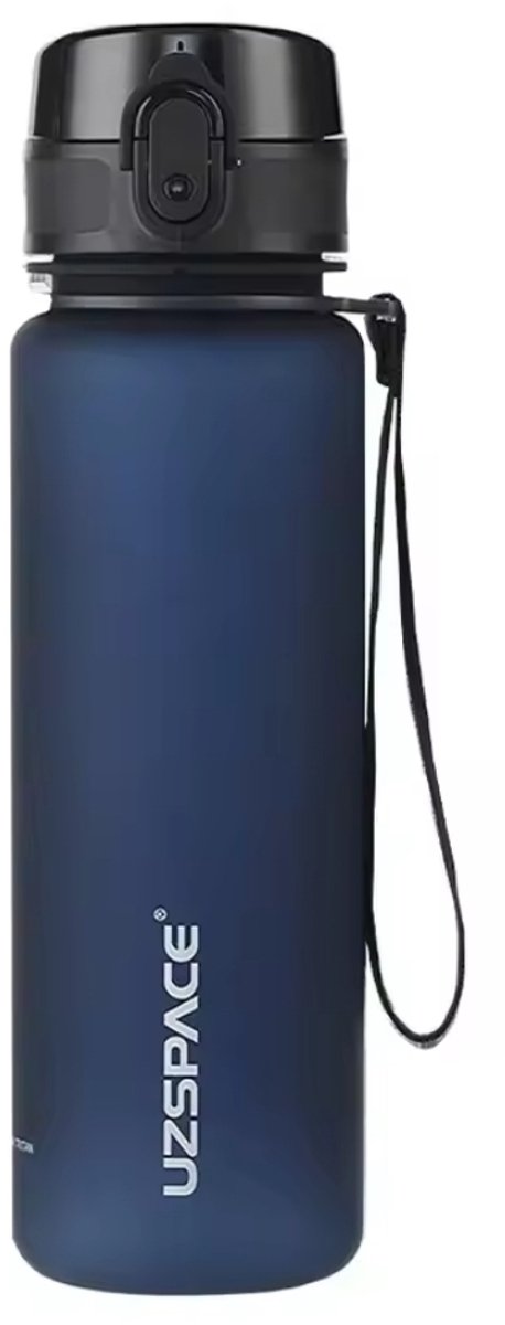 Drinkfles UZSPACE Waterfles -500 ml – BPA-Vrije Tritan Waterfles – 100% Lekvrij – Herbruikbare Sportfles met 1-Klik Deksel – Voor School, Sport & Kantoor – Donkerblauw