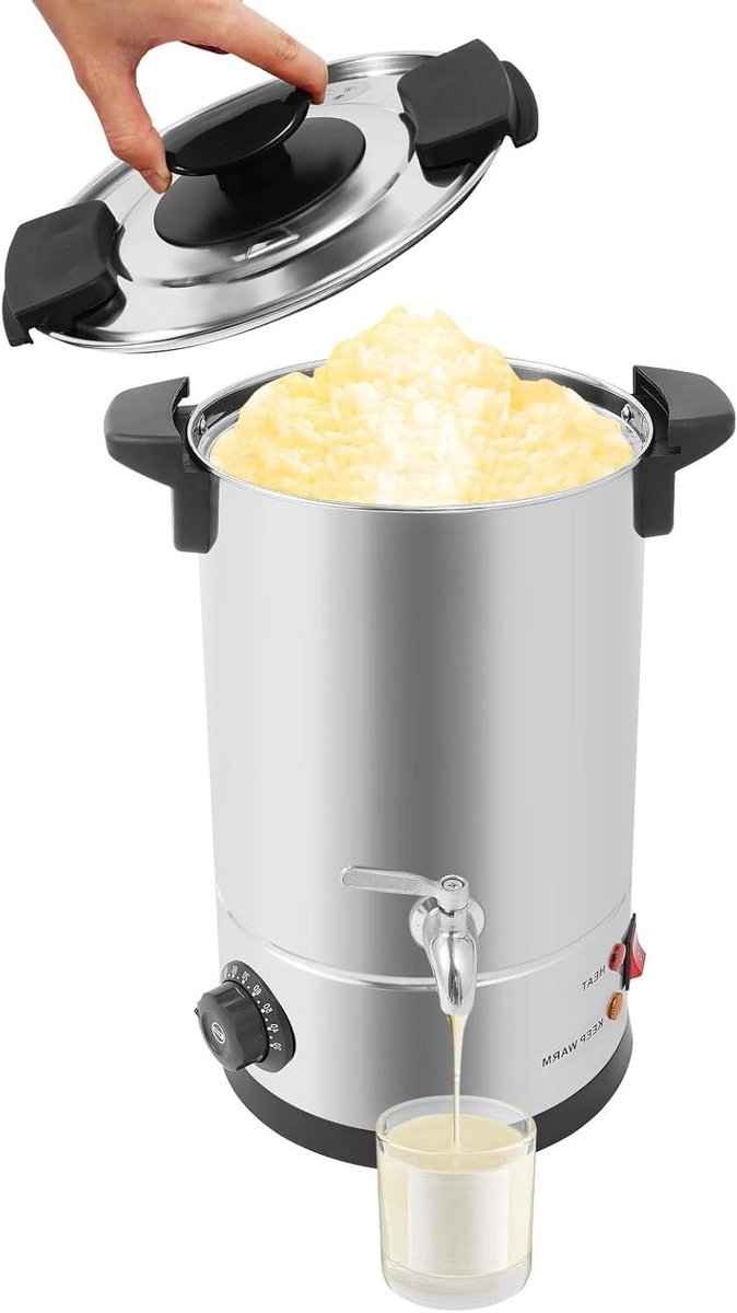 Wasmeltpot Elektrisch - Was Smelten - Kaarsen Maken - Instelbare Temperatuur - 8 Liter Capaciteit - Zilver Zwart