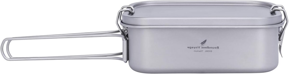 800ml Titanium Lunch Box met Deksel en Handvat, Lekvrije Bento Container voor Kamperen, Buitenactiviteiten en Kantoor, Voedselveilige Kookgerei voor onderweg, Vaatwasserbestendig