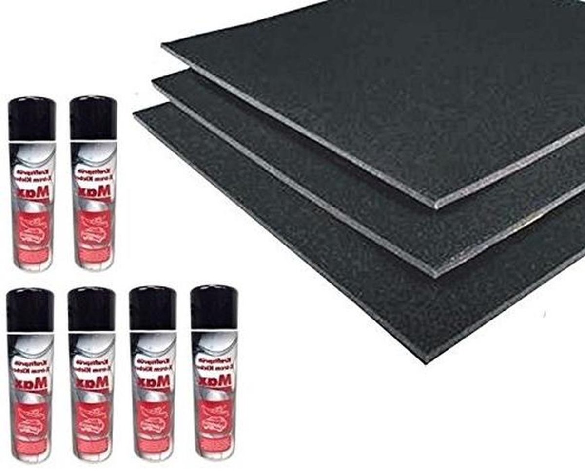 Isolatiemat Set - Geluidsisolatie Mat - Voertuig Verbetering - Flexibel Materiaal - 3 Stuks 200x100 - Zwart