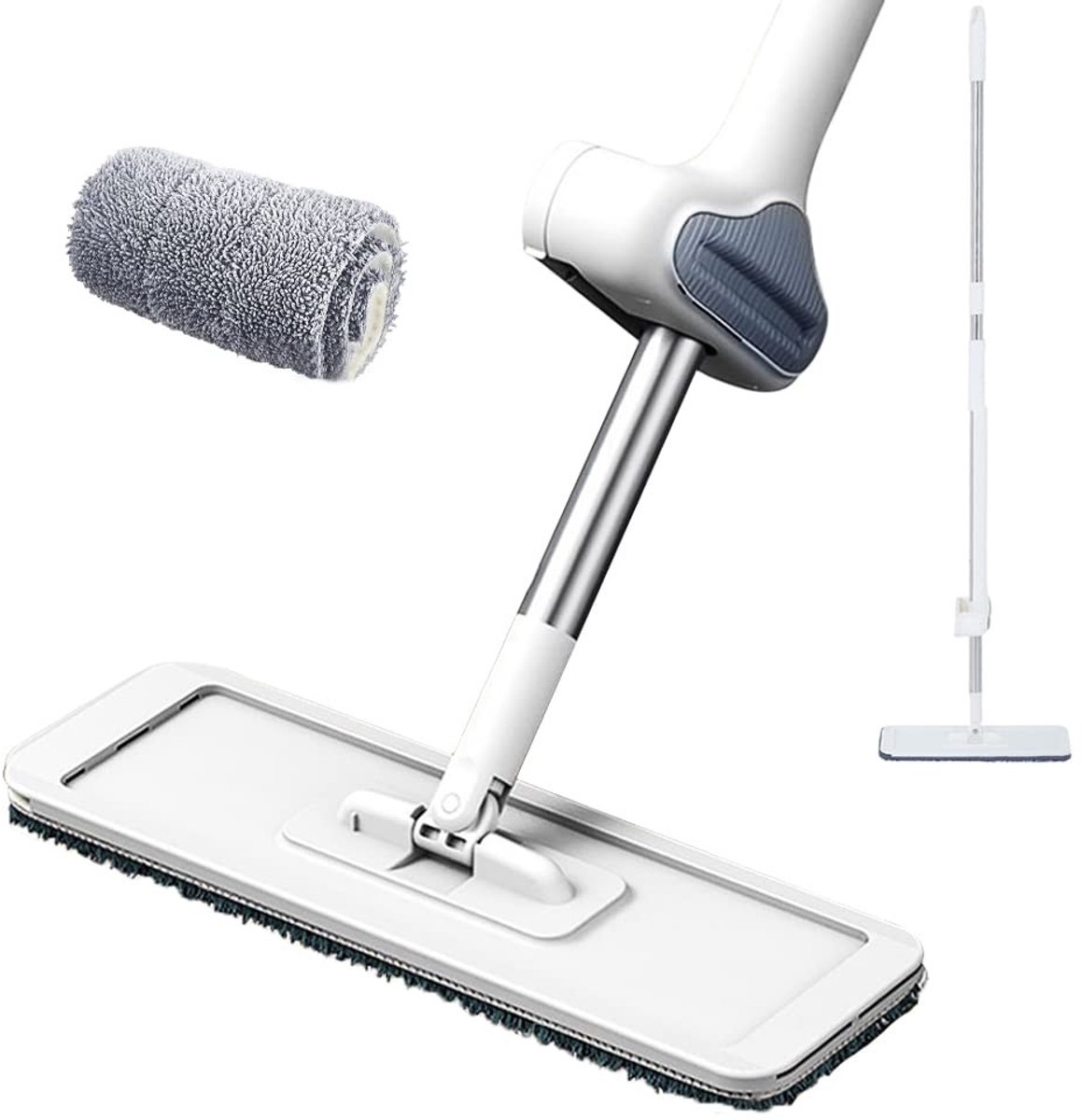 Cosensi- Vloermop Automatisch - Platte Mop - Dweilstang 123 cm - Microvezeldoeken - Dual Use - Roestvrijstalen Stang - Dweil