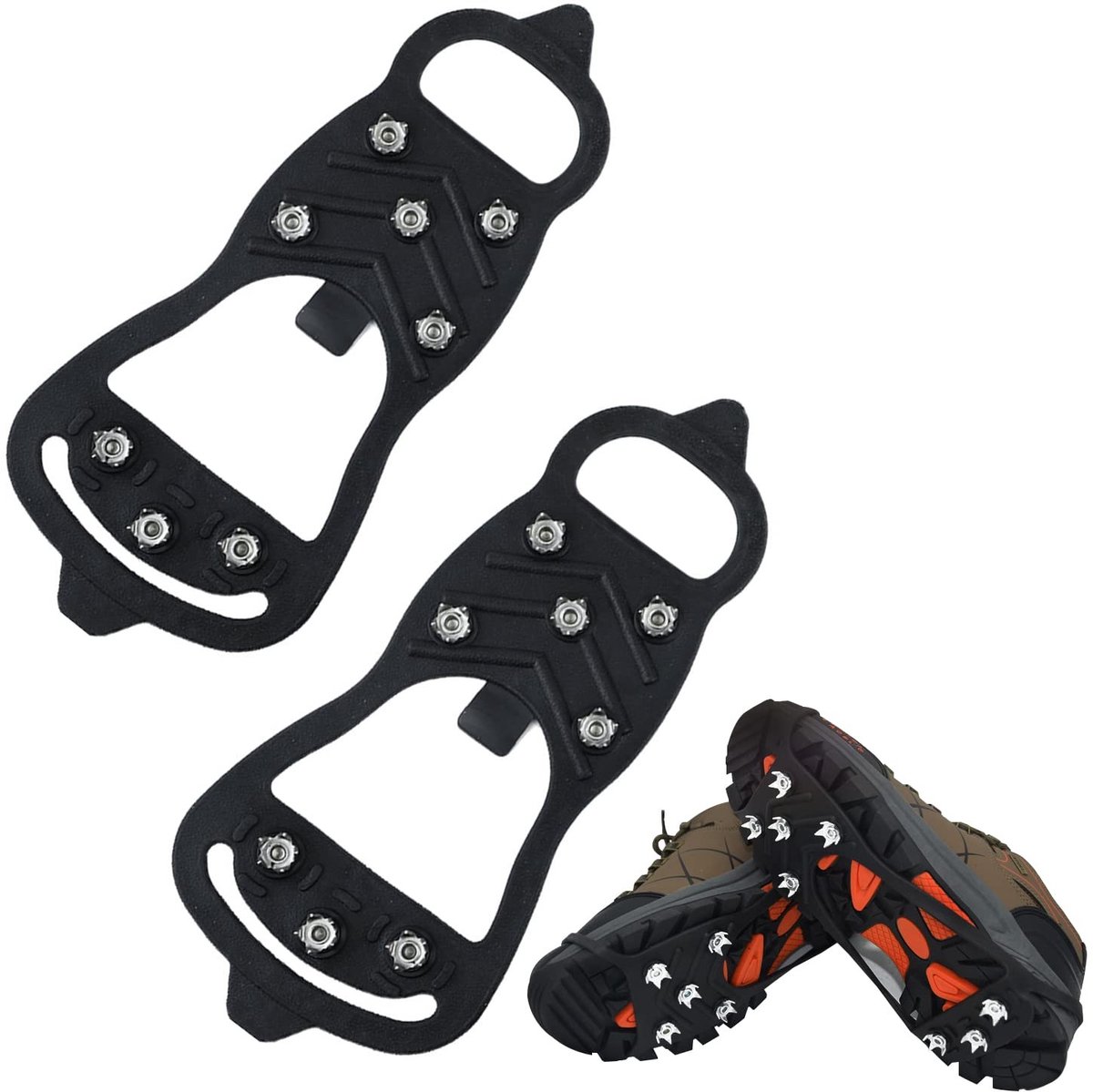 Cosensi- Sneeuwklauw Antislip Schoenhoes - 8 Stalen Spikes - Maat L (Schoenmaat 7-11) - Rubber + Metaal - Geschikt voor Sneeuwdagen - Schoenstoppers