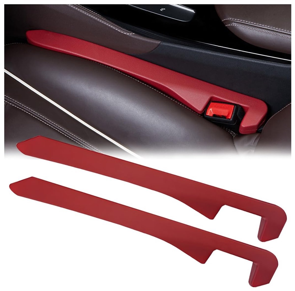 Cosensi- Autostoelvullers 2 Stuks - Lederen Interieur Vulkussen - Universele Autostoel Vulling - Geschikt voor de Meeste Automodellen - Hoogwaardig Leer - 40x5.5x3.5cm - Autostoelvulling