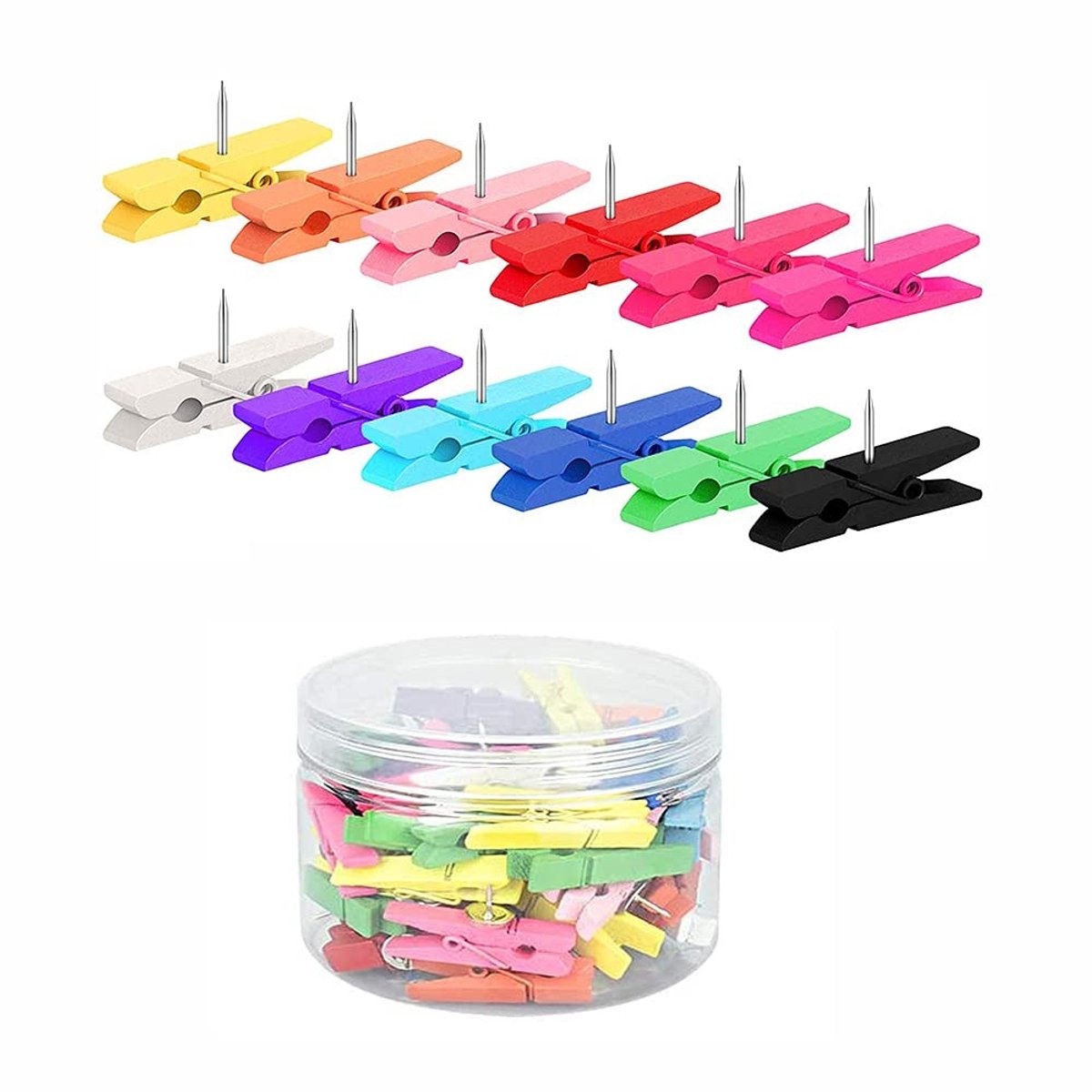Cosensi- Houten Clips 50 Stks - Push Pins - Houten Clip Pinnen - Duurzaam - Antislip - Voor Kurk Boards - Pushpins