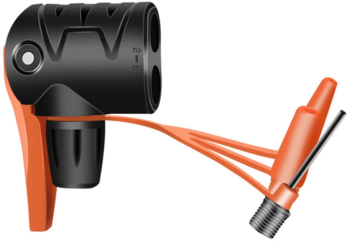 Cosensi - Dubbele kop ventieladapter - Fietspomp adapter - Zwart en Oranje - Ventieladapter - Geschikt voor alle fietsen - 4 cm