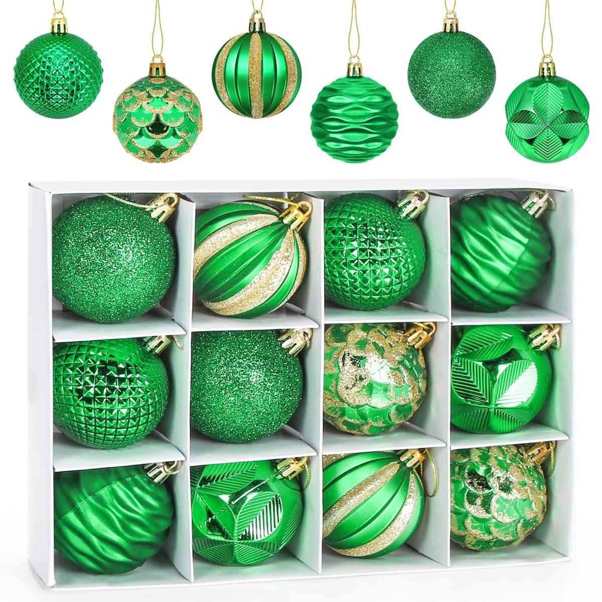 Cosensi- Kerstballen 6 cm - 12 Stuks - Kunststof - Luxe Kerstdecoratie - Glanzende Ornamenten - Veiligheidswaarschuwing - Kerstversiering