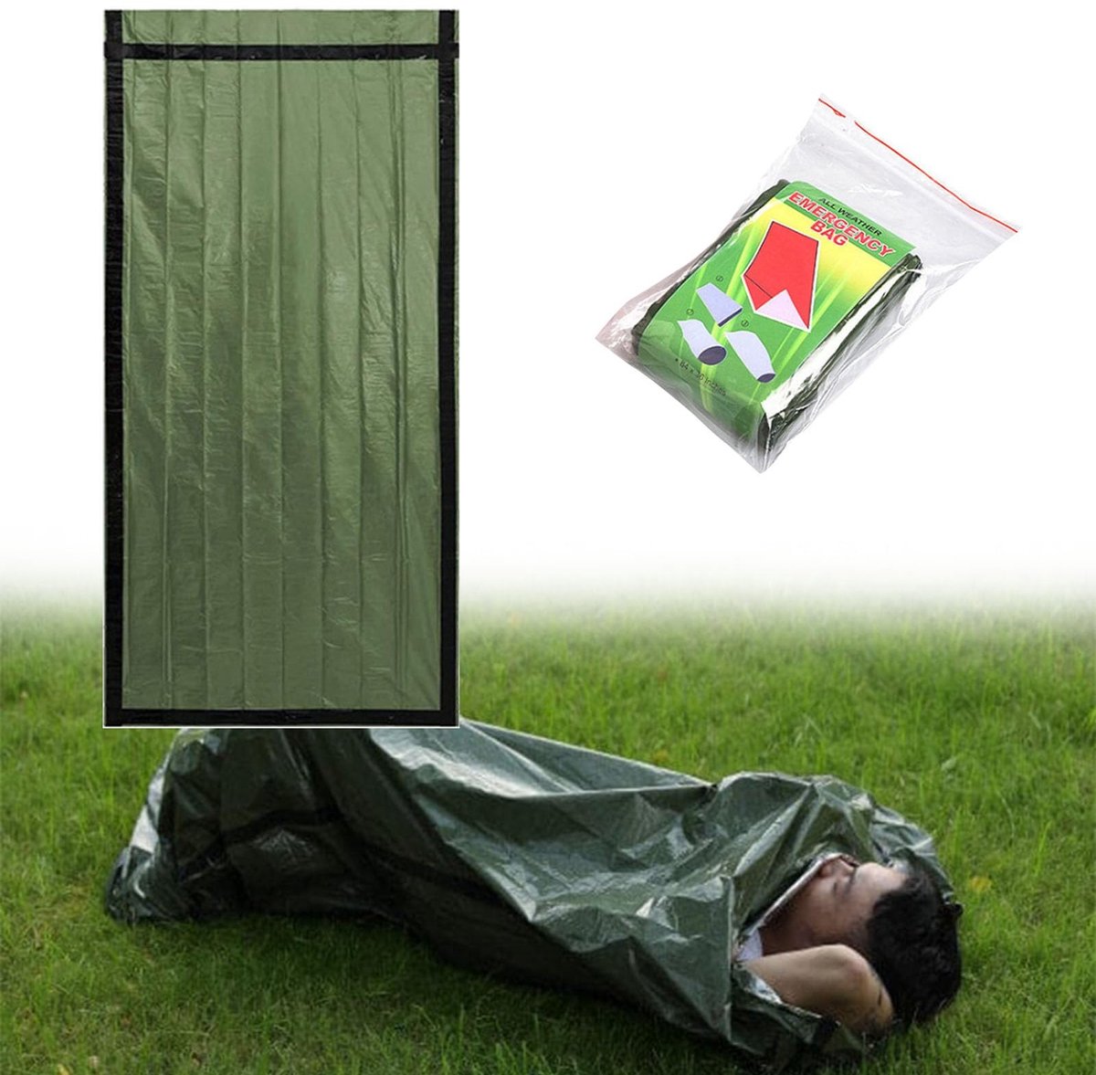 Cosensi- Bivakzak Waterdicht - Noodslaapzak - Overlevingsslaapzak - Lichtgewicht - Hittebestendig - 91 x 213 cm - Opbergtas inbegrepen