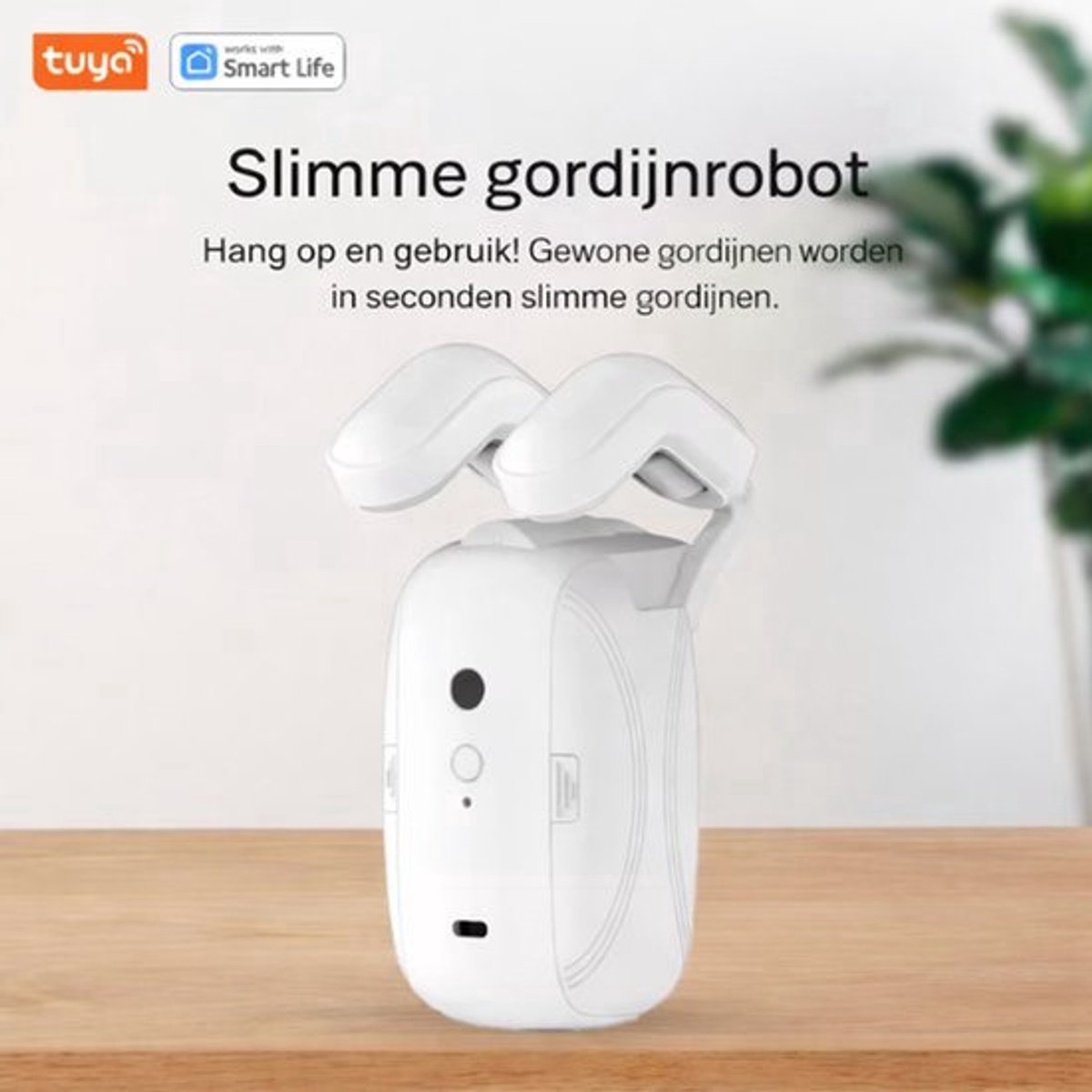 2-Pack Tuya Smart Wifi Gordijn Robot - Ronde Roman gordijnrails - Roede - Wit - Smart home gordijnmotor - Smart Gordijn - Automatisch gordijn