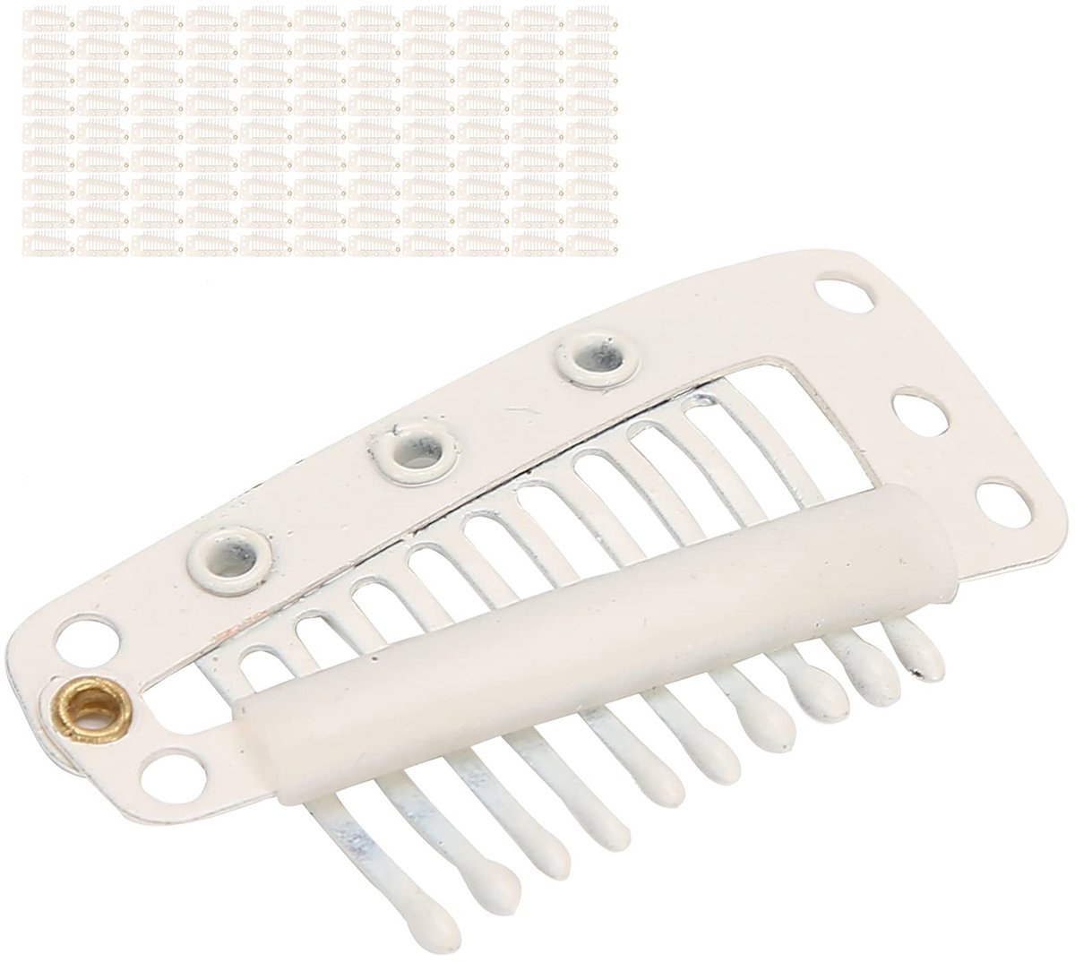 Cosensi- Pruik Clips - 100 Stuks - Roestvrij Staal - Veilig Ontwerp - DIY Haarstukje - Comfortabel Rubber - Geschikt voor Haarverlenging - Haarklip