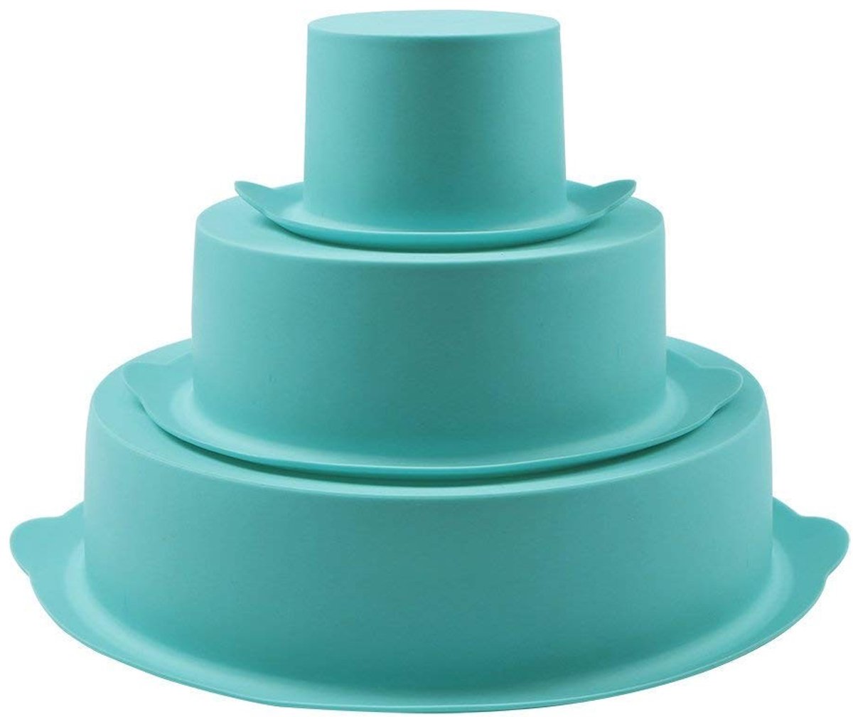 Cosensi- Cakevorm Siliconen - Set van 3 Ronde Taartvormen - Antiaanbak - Voedselveilig - Gemakkelijk te Reinigen - 8,6"/5,9"/3" Diameter - Taartvorm