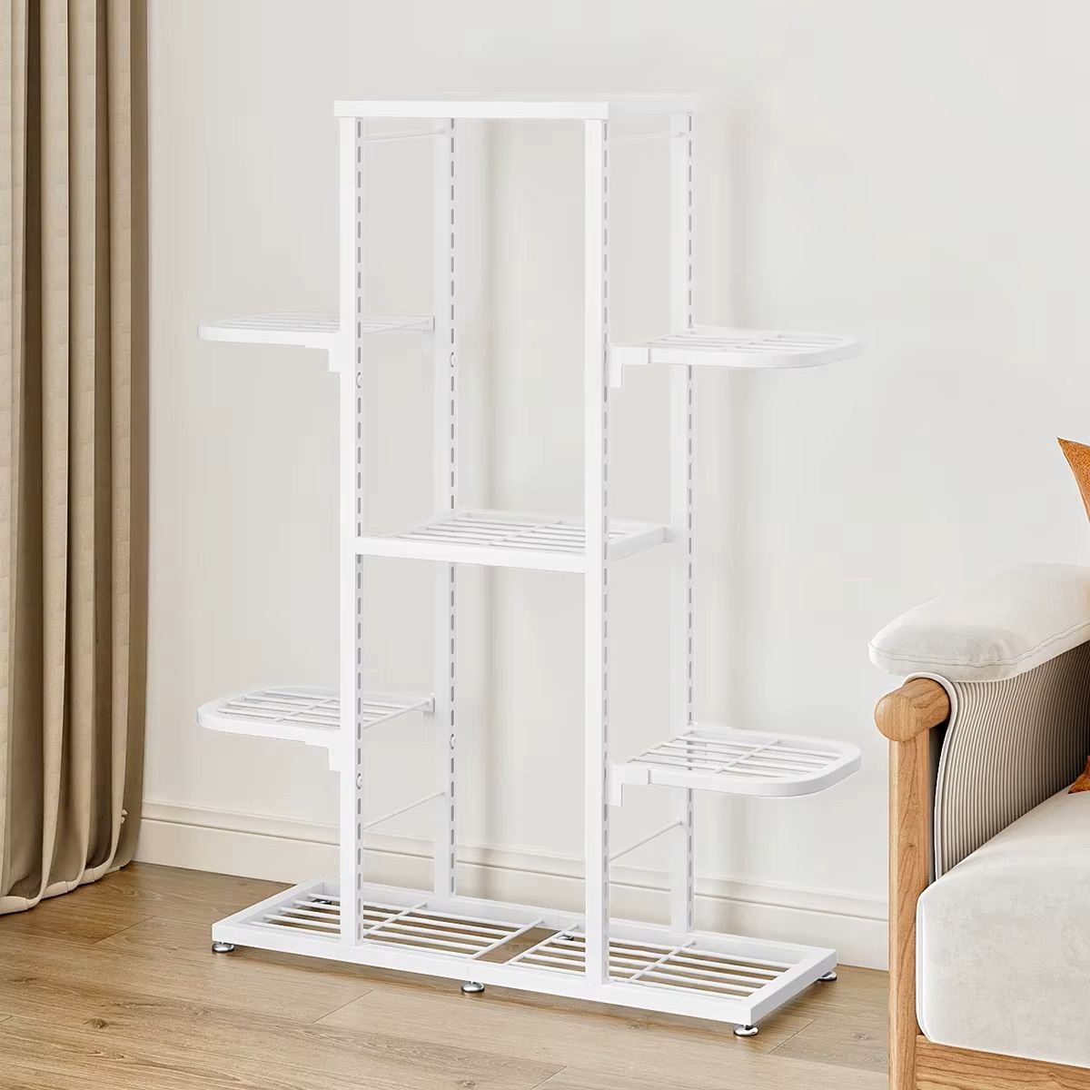 Venzor - Metalen Plantenstandaard 5‑Laags – Waterdicht & Antislip – Hoekmodel voor Binnen & Buiten – Wit