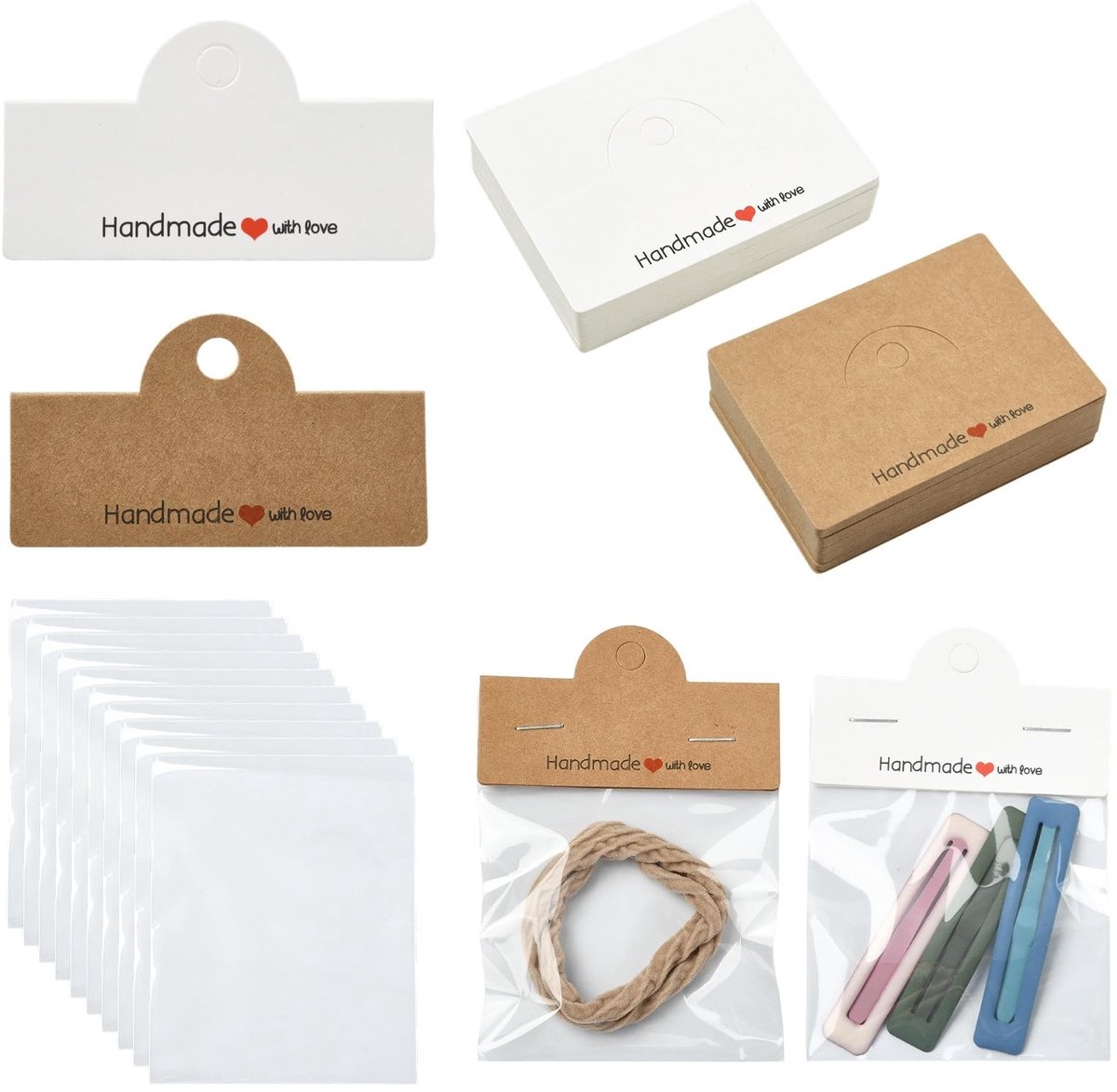 Cosensi- Cellofaan Zakken 100 Stuks - Verpakking Zakken - Sieraden Display - Opvouwbare Header Kaarten - 10x8cm - Perfect voor Armbanden/Kettingen - Verpakkingszakken