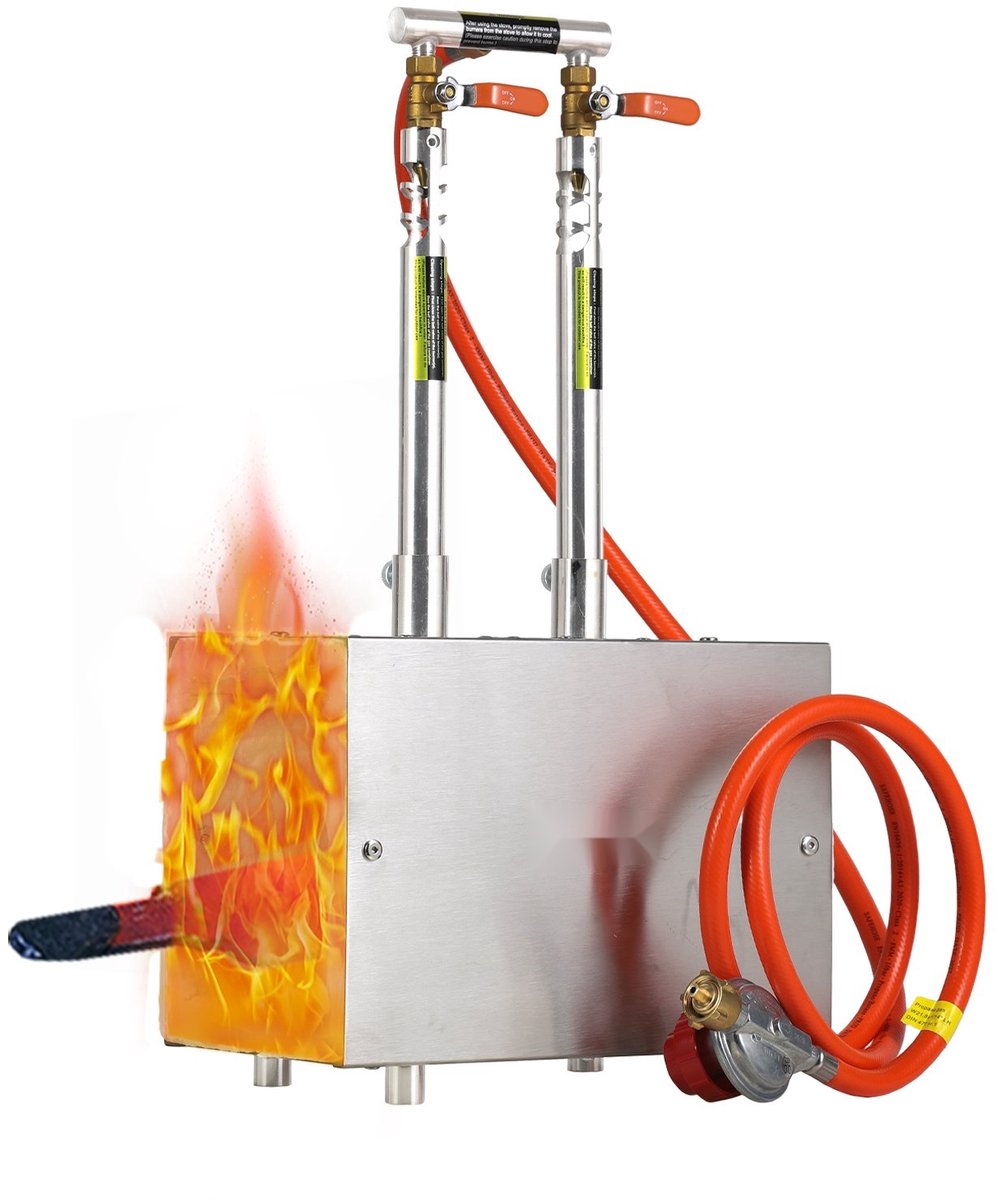 Draagbare gassmederij - Propaangas Oven met 2 Branders - Tot 1427 °C - Vierkante Smeltoven - Roestvrij Staal - Voor Metaalsmeden