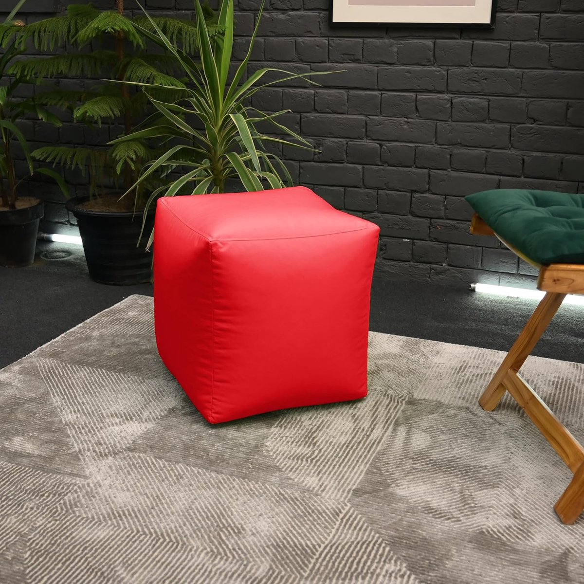 Zachte Zitzak Voetenbank Kubus | Waterbestendig Indoor Outdoor Poef Kruk | Comfortabele Ergonomische Beensteun
