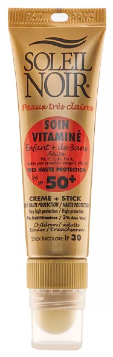 Soleil Noir Volwassenen en Kinderen Soin Vitaminé Crème SPF50 20 ml + Stick SPF30 2 g