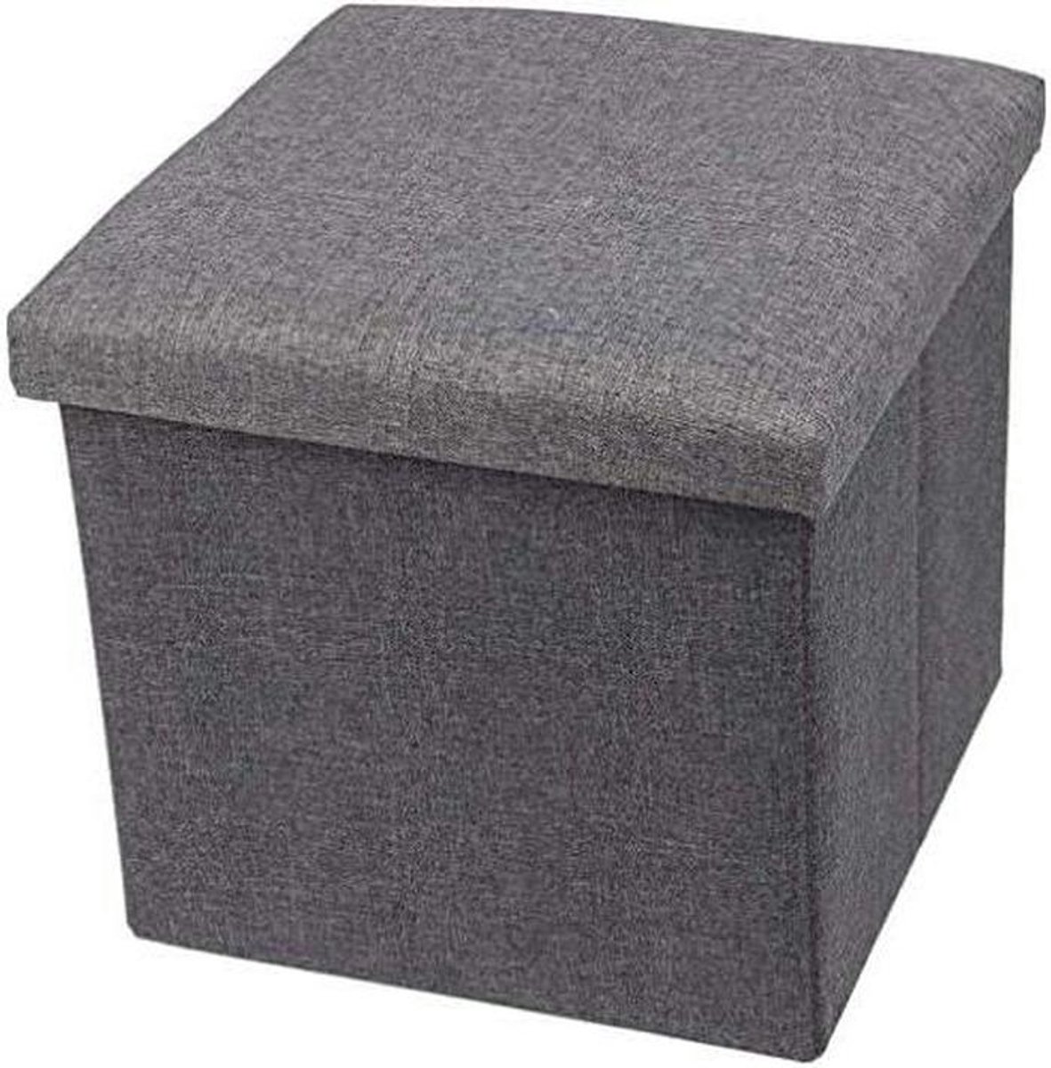 Opvouwbare Voetenbank - Opbergpoef Kubus - Ruimte Besparen - Linnen Stoffering - 38 x 38 x 38 cm - Grijs