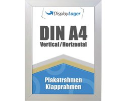 DisplayLager - Flat Profile klapframe, dun 20 mm aluminium profiel, ontspiegelde beschermschijf, bevestigingsmateriaal (zilver, A4)