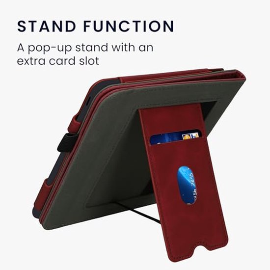 E-reader hoes voor Kobo Libra Colour - PU leren beschermcase met brushed hart in donker rood — afbeelding 4