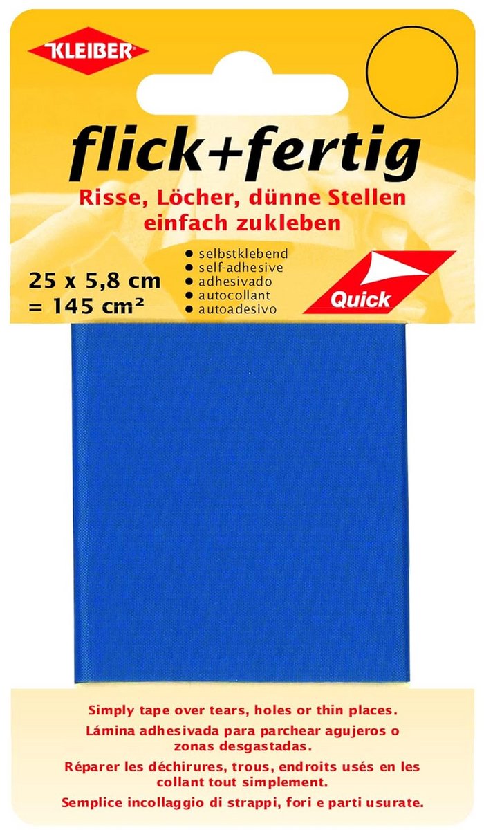 Zelfklevende Nylon Reparatiepatches - 100% Polyamide - 25 x 5,8 cm - 100 cm2 - Lichtblauw