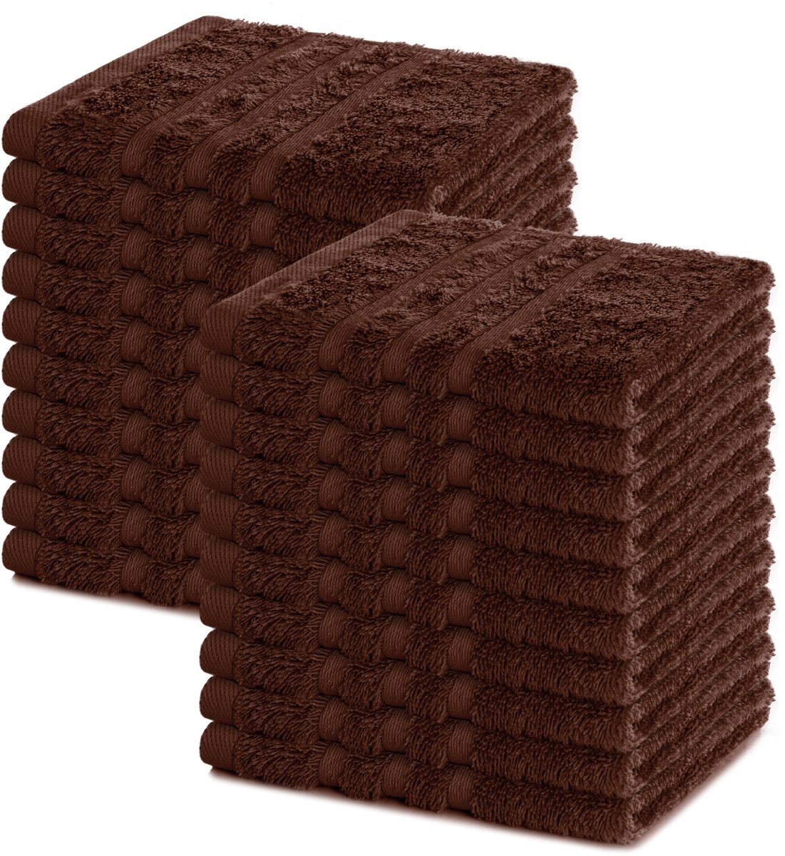 Lavea® Set van 20 gastendoekjes 30x30 cm – 100% katoen – Zacht en absorberend – Ideaál als washandje, gastendoekje of handdoek voor dagelijks gebruik – Koffiebruin