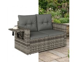 Tuinbank – Tuinbankjes weerbestendig - Tuinbanken - Loungebank - Balkon Set - Buitenbank - Donkergrijs - 2 personen - Staal