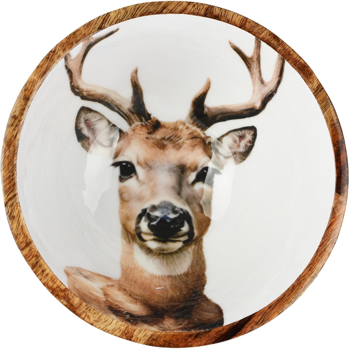 Dekoratief | Bowl 'Majestic Reindeer', hout/enamel, 20x10x20cm | A268019