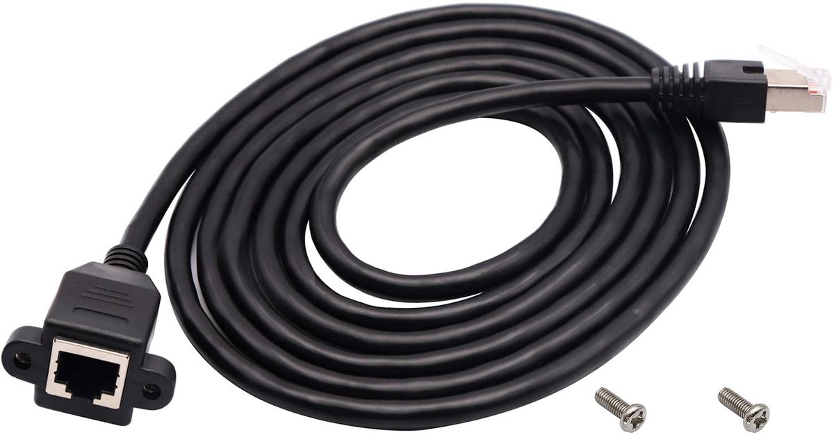 Cat 6 Ethernet Cable, RJ45 Ethernet Cable,Male and Female Shielded Extension Cable for Modem Router Panel Installation.(2M/6ft)