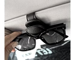 Zonnebrilhouder auto - 2 stuks - zwart - zonneklep - magnetisch leer - brilhouder - clip voor auto - accessoires - magnetische brilhouder