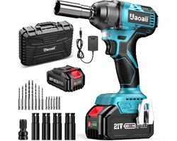 Cordless Impact Screwdriver 380 N.m, Impact Screwdriver, Battery, Truck Tyre Change with 4000 mAh Battery, Electric Impact Drill Screwdriver, Brushless Motor
