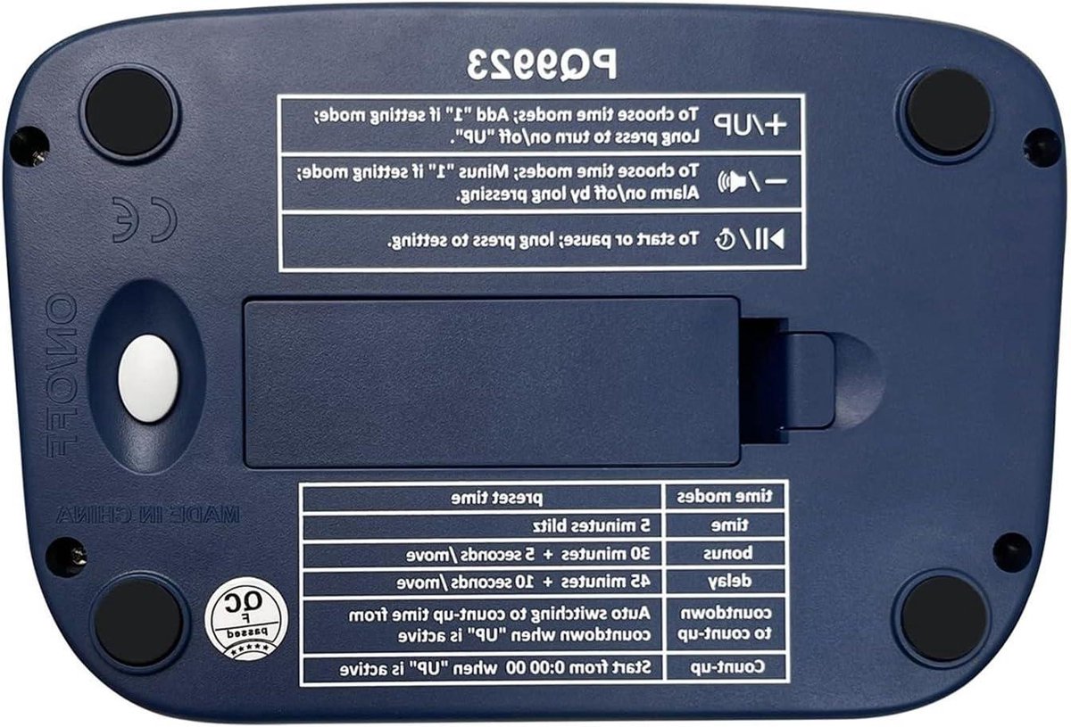 Schaakklok - Digitale Timer - Spelbeheer - Bonus en vertraging - 15 x 11 x 6 cm - Marineblauw