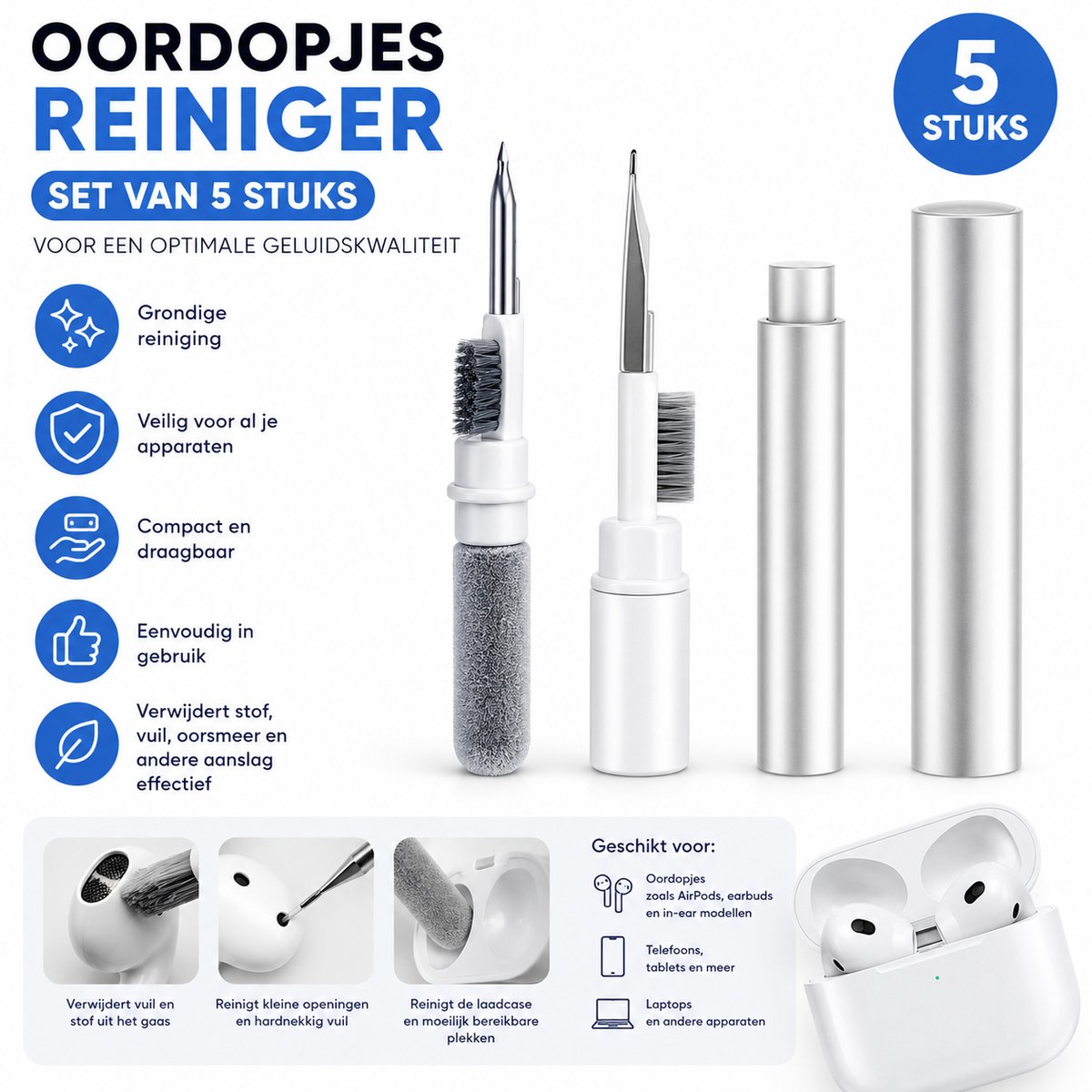 Oordopjes Reiniger - Airpods - Schoonmaken - Cleaner - Schoonmaakset