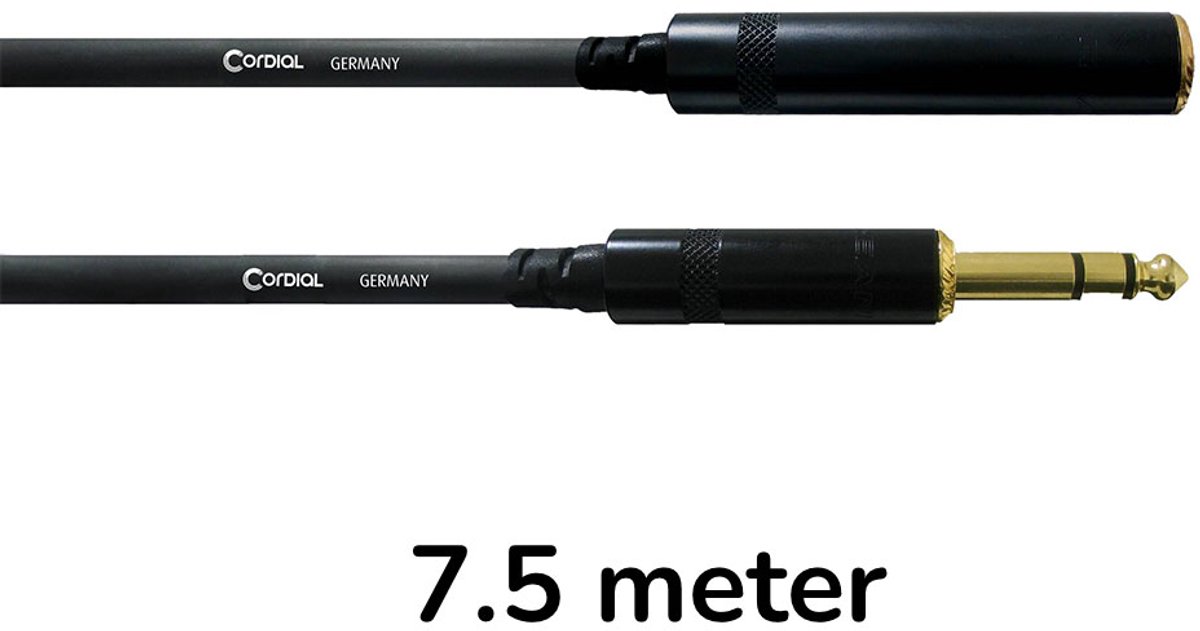 Cordial Stereojack verlenging 7,5m 6,3 mm Stereo CFM 7,5 VK - Kabel