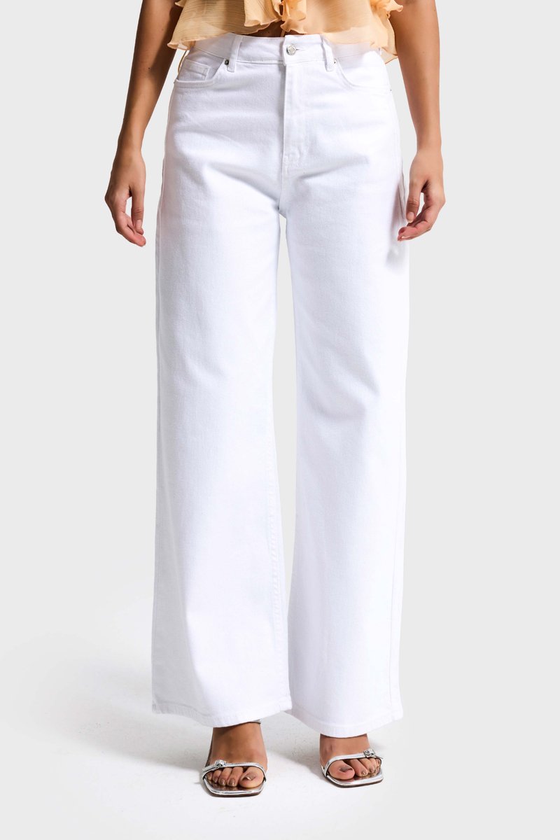 It's Basic - WIDE HIGH RISE JEANS - SNOW