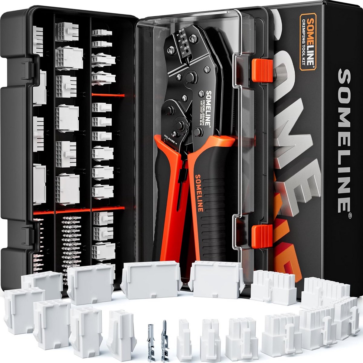 Krimptang Set met 18 Soorten Connectoren en Krimpkousen - Voor 2-16 Polig Mini-Fit Jr. en Elektrische Kabels