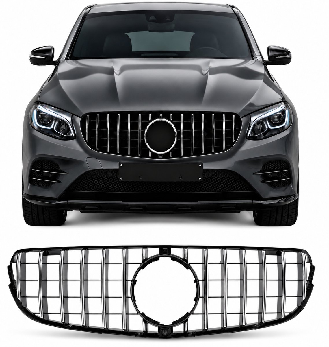 Grill geschikt voor Mercedes GLC & GLC Coupé – Chroom 2015-2019