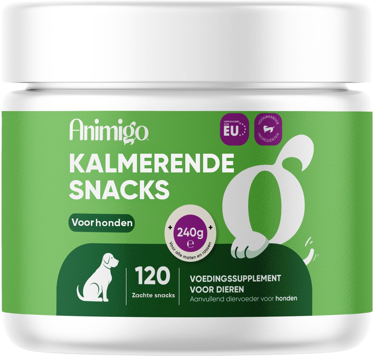 Animigo Kalmerende Kauwsnacks voor Honden - Natuurlijk Kalmeringsmiddel met Ashwagandha, Citroenmelisse, Passiebloem en L-Taurine - Gemaakt in de EU