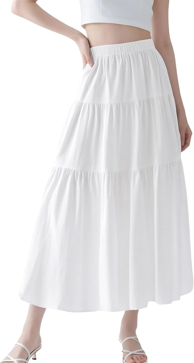 Elegante Maxi Rok voor Dames met Hoge Taille, A-lijn Strandrok en Vintage Zomerstijl, Perfect voor Feestjes en Casual Outfits