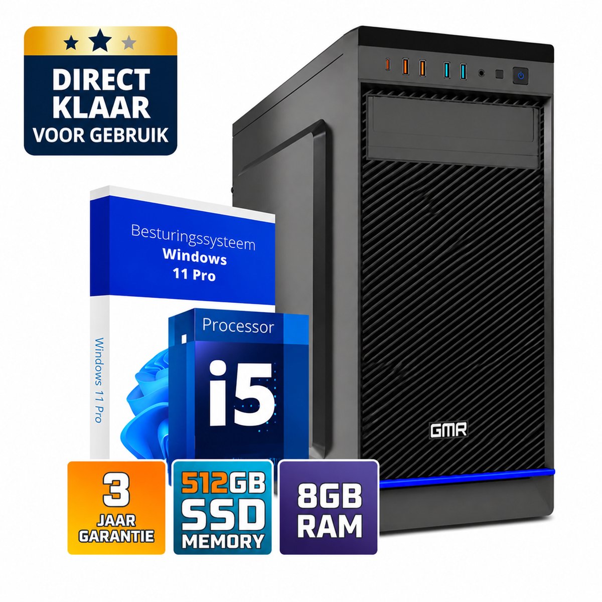 Bol.com Desktop Computer Intel Core i5 | 8GB RAM | 512GB SSD | Windows 11 Pro | WiFi | DVD-RW | Office PC | Werkcomputer | Zakel... aanbieding